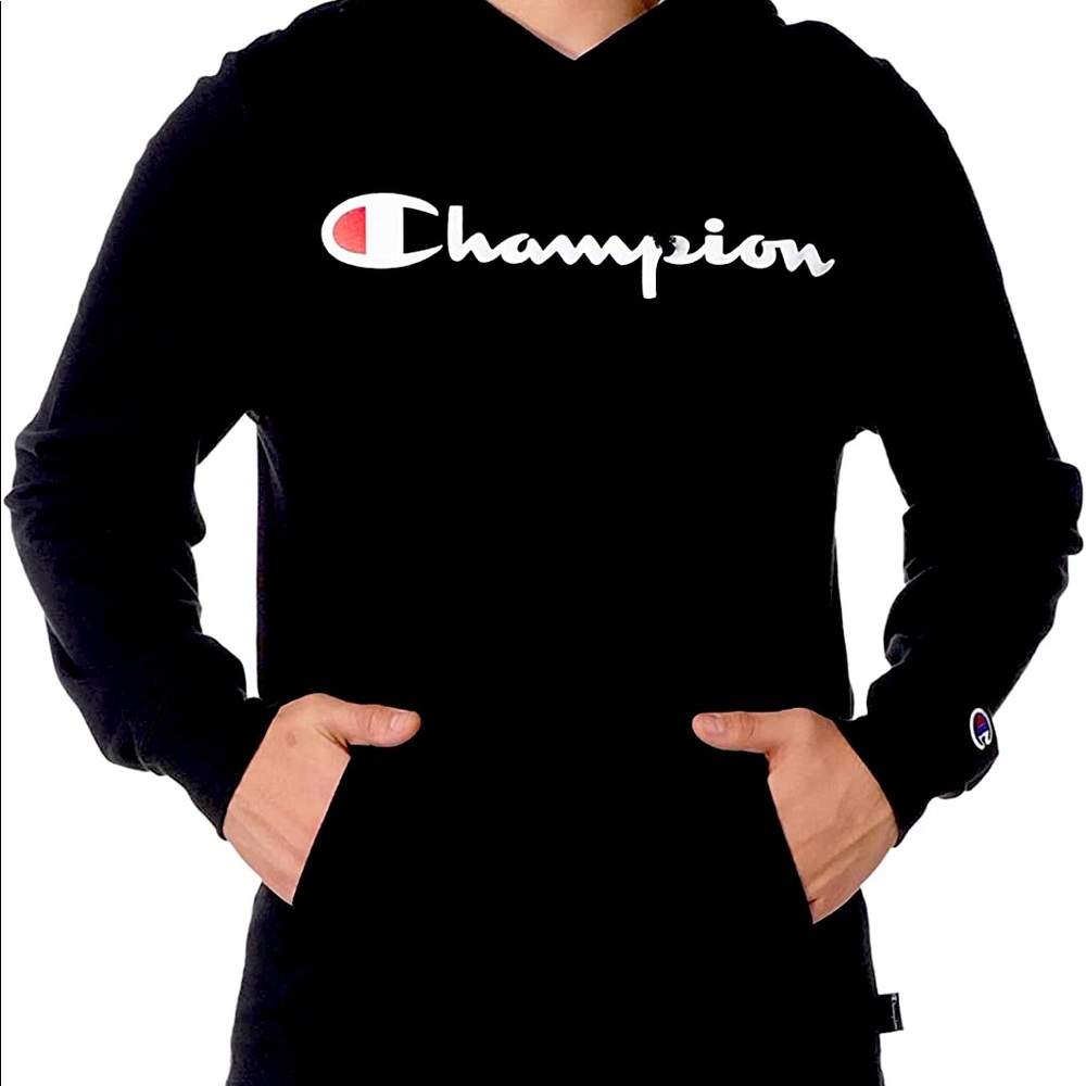 Black Champion Long Sleeve T-shirt Pullover Hoodie Men’s XL NEW NWT